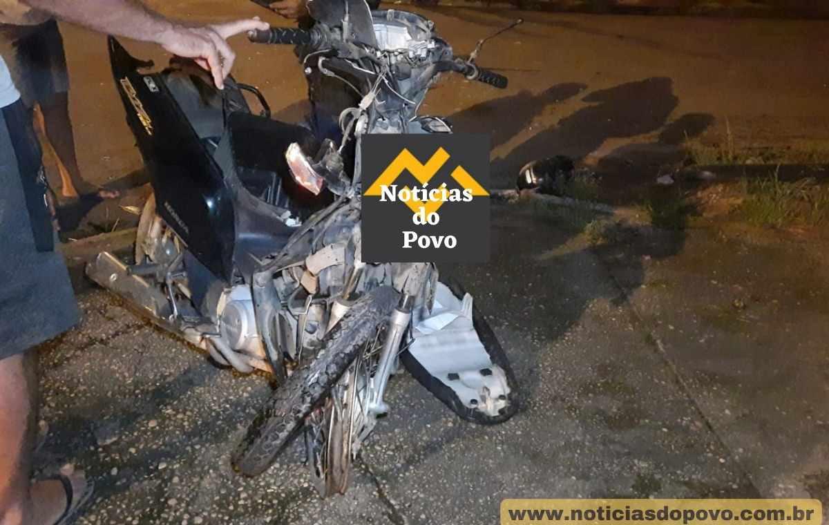 Ji-Paraná – (Fotos) Jovem sofre fraturas gravíssimas ao colidir em caminhonete que invadiu preferencial e fugiu