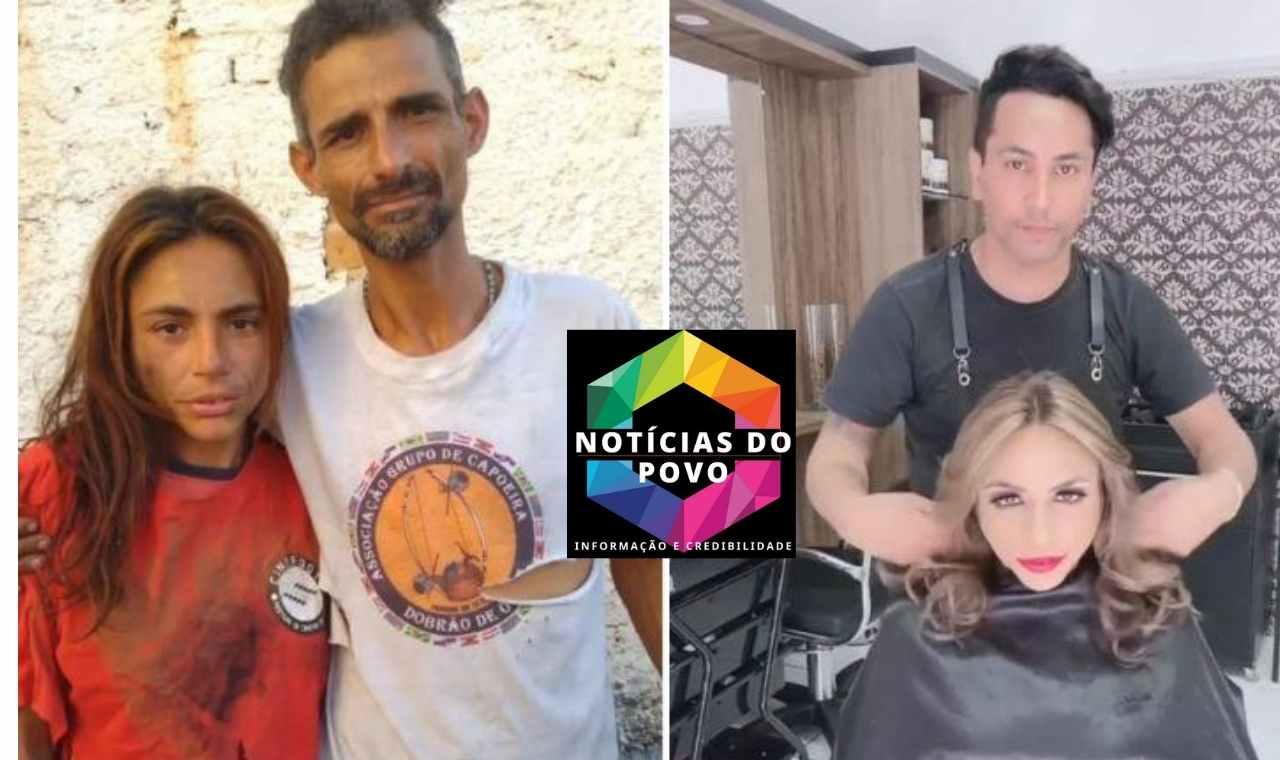 Cabeleireiro faz transformação para casal sem teto ir a entrevista de emprego