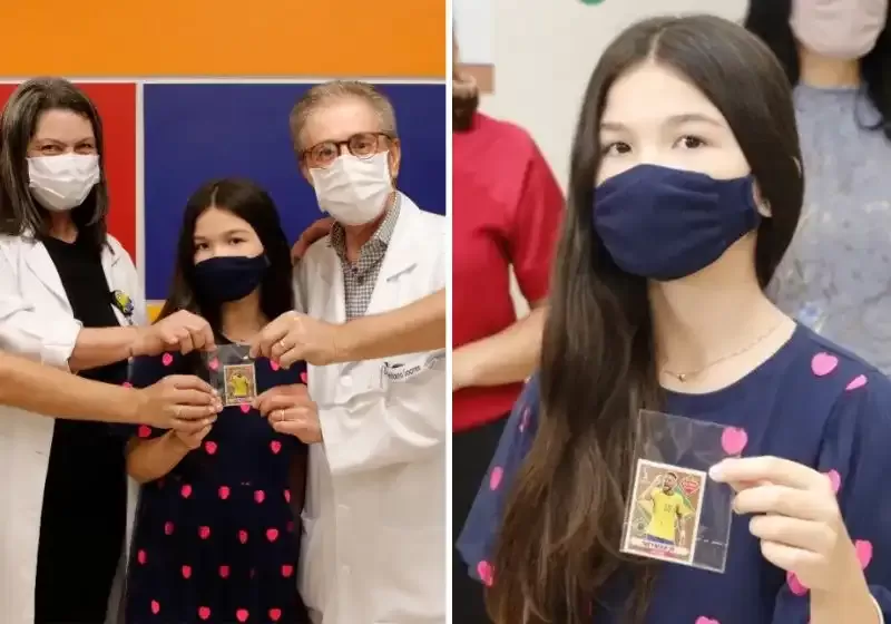 Menina doa figurinha rara de Neymar para ajudar hospital de câncer