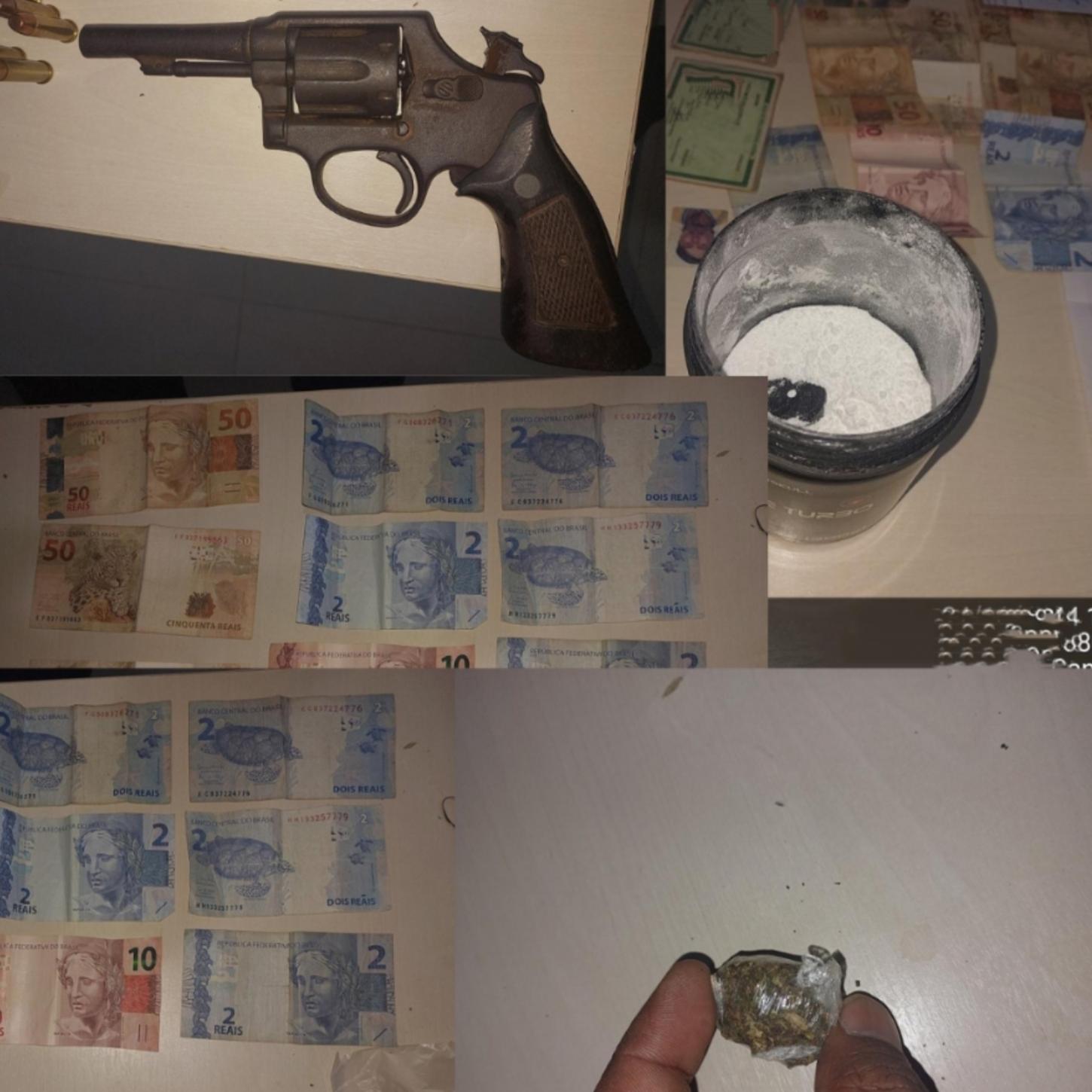 arma, drogas e itens suspeitos