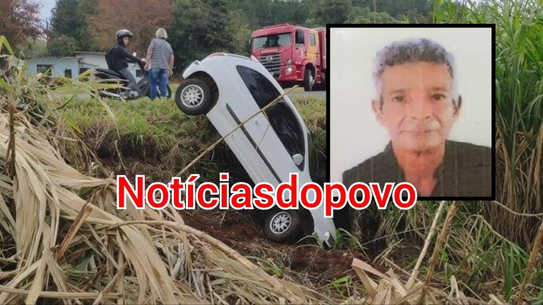 Homem morre após carro cair em ribanceira.