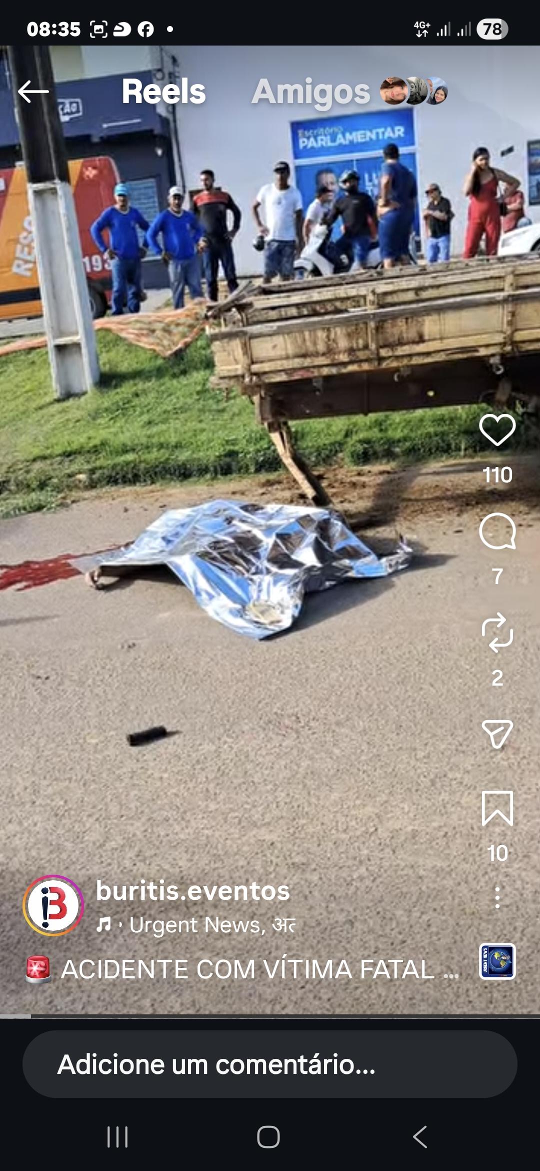 Homem perde a vida após acidente.