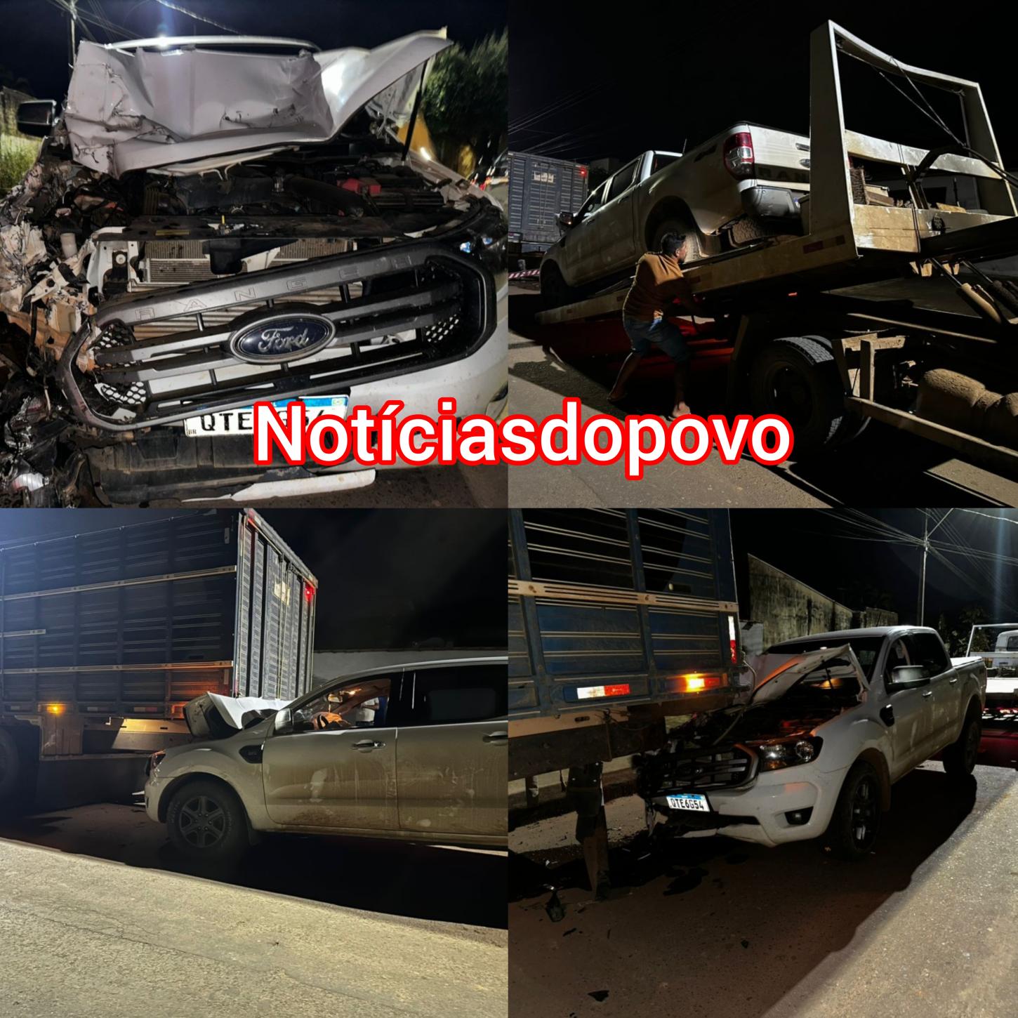 caminhonete colide na traseira de caminhão. 