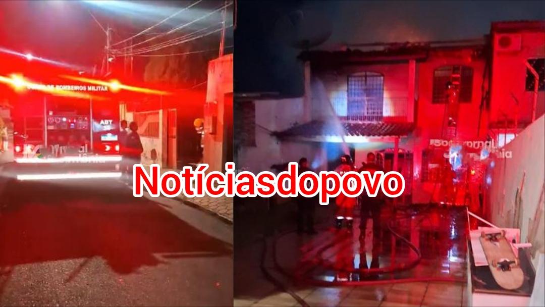 Mãe e duas filhas escapam de casa em chamas.