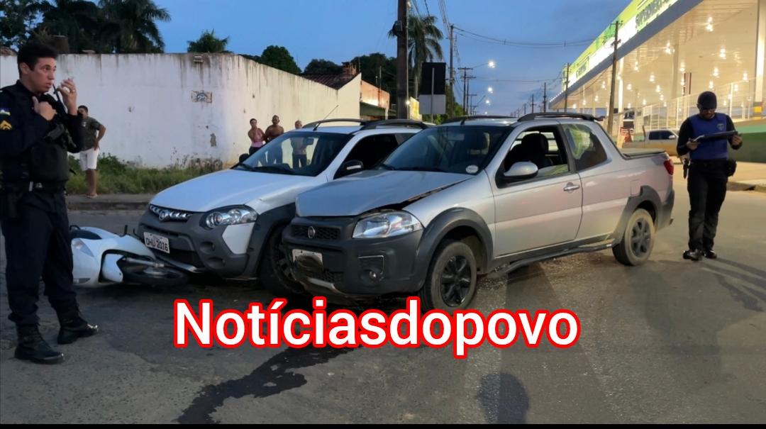 Mulher fica ferida após acidente. 