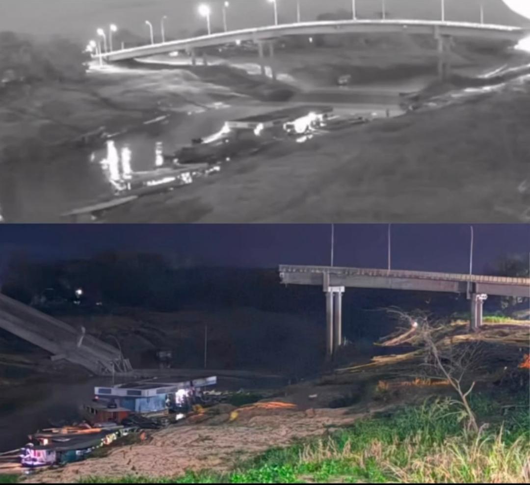 Vídeo de ponte desabamdo.
