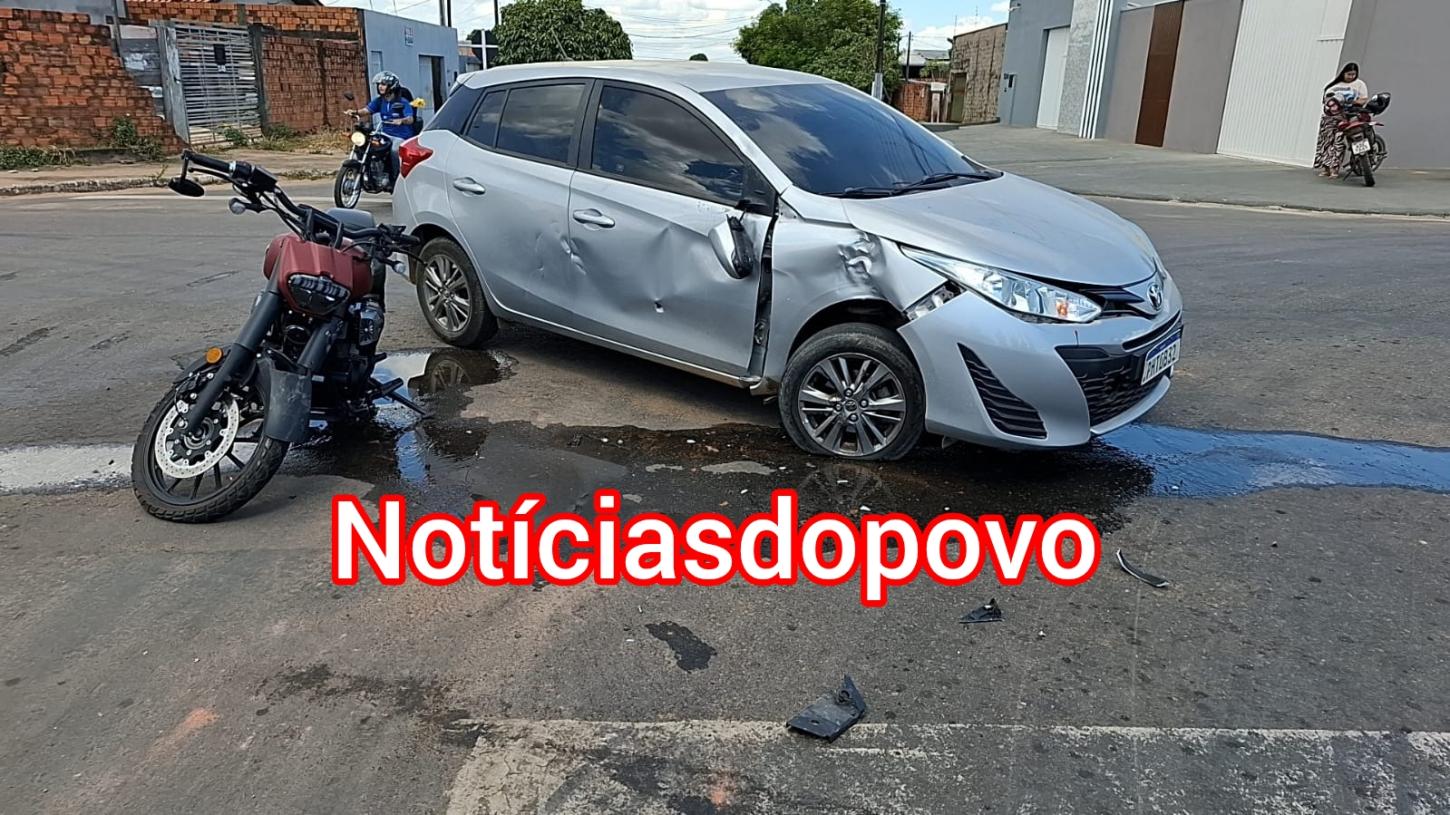 Motociclista fica ferido após colisão. 