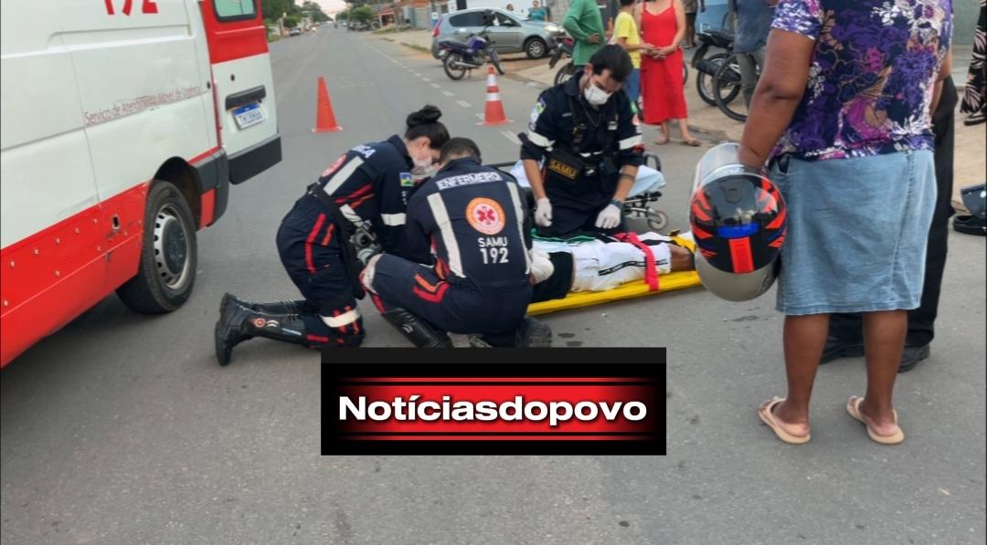 Motociclista fica ferido após colisão