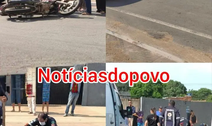 Condutor de motocicleta fica ferido após colisão. 