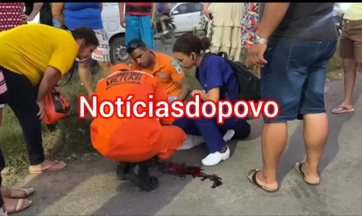 Idosa tem queda e é socorrida.