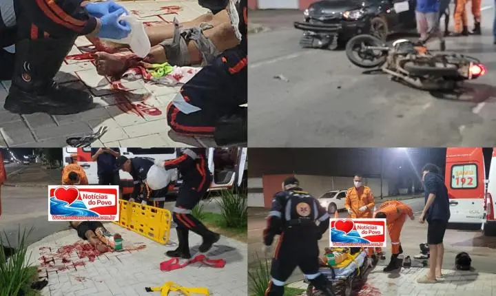 Jovem fica com fratura esposta. 