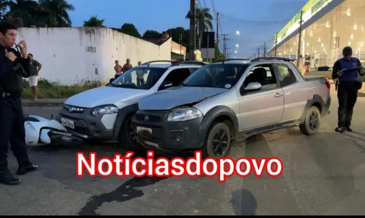 Mulher fica ferida após acidente. 