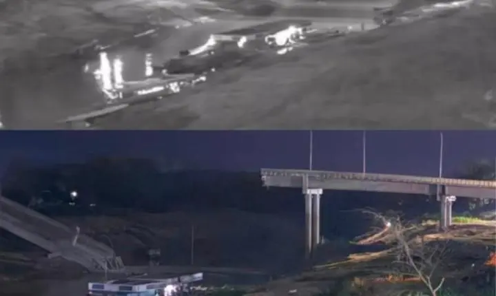 Vídeo de ponte desabamdo.